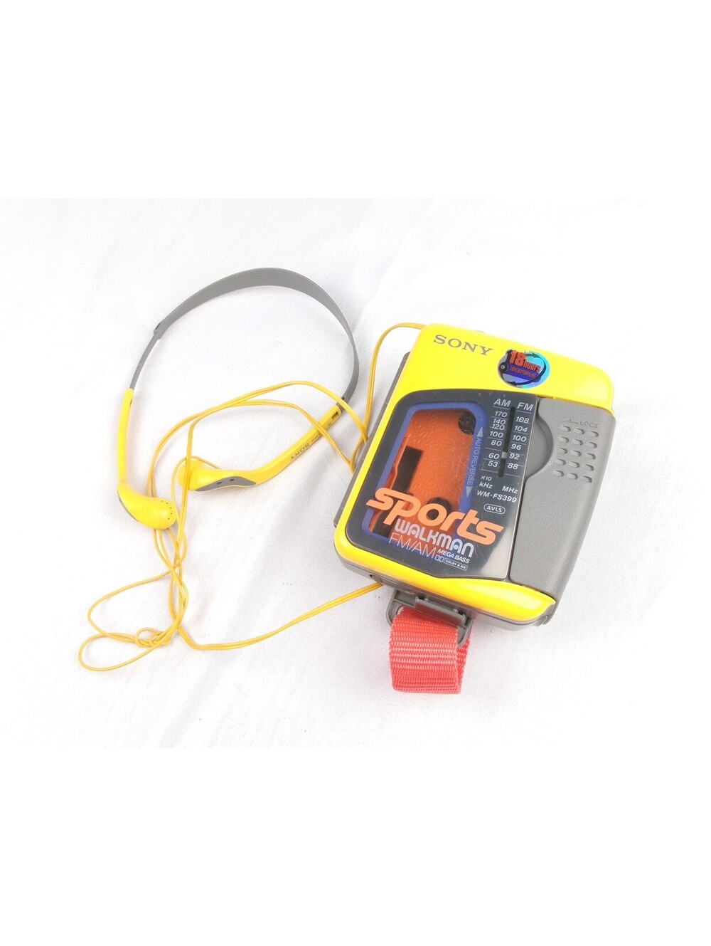 Sony Sports Walkman WM-FS399 Cassette AM/FM MDR-W14 Headphones Tested Working